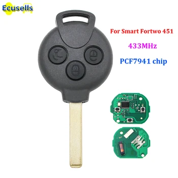 1ШТ/5ШТ 3 Кнопки smart Remote Key 433 МГц с Чипом ID46 PCF7941 для Mercedes-Benz Smart Fortwo 451 2007-2013 CR2016 Аккумулятор