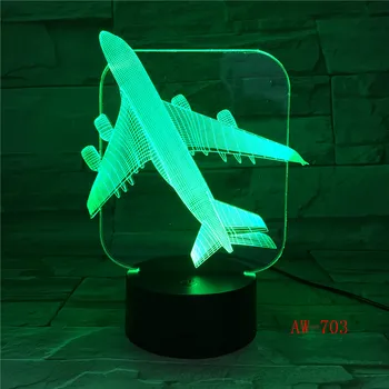 3D Модель Боевого самолета Creative Night Light Touch Jet Plane Настольная Лампа LED Illusion Lamp Прикроватная лампа Cool Office Ligh AW-703