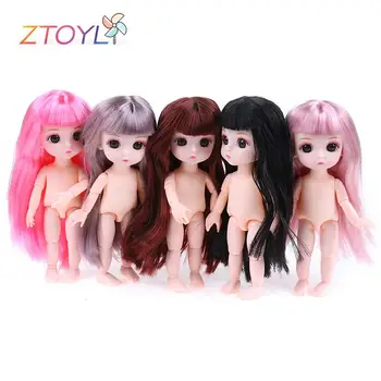 Куклы 16 см, мини, 13 Подвижных шарнирных кукол, Розовые Серебряные волосы, Обнаженное тело, Модные куклы, Игрушка для девочек в подарок