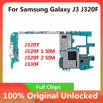 Оригинал Для Samsung Galaxy J3 J320Y J320F J330F Материнская Плата Разблокирована Полностью Чипами 1SIM 2 SIM Логическая Плата Материнская плата Android OS