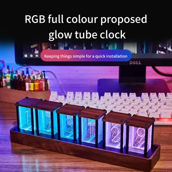 Светящиеся часы RGB, Квазисветящиеся ламповые часы без сборки, светодиодный цифровой будильник, таймер из орехового дерева, креативный будильник, ночные светильники