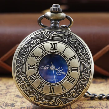 Старинные римские карманные часы с цифровой градуировкой Звезды и Луны Мужские унисекс 30 см Цепочка на талию с крючком Ожерелье кварцевые карманные часы-брелок