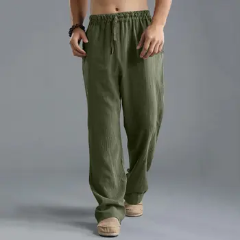 2023 новые мужские летние повседневные хлопчатобумажные льняные Свободные штаны для йоги с завязками, Брюки, мужская одежда, Мужские брюки Pantalones De Hombre