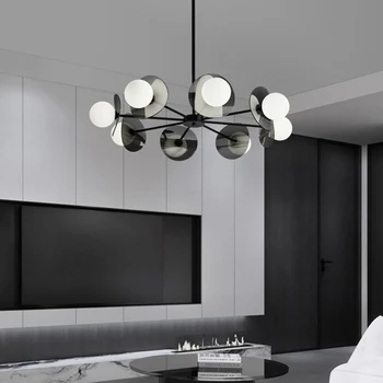 2023 Современная светодиодная люстра из черной меди для гостиной спальни Столовой Кухни Потолочный светильник Стеклянный шар Подвесной светильник