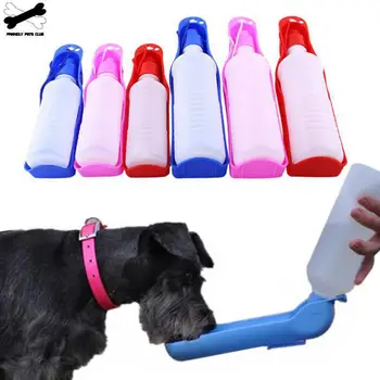 250/500 мл Поилка для собак с чашей Пластиковая портативная бутылка для воды для домашних животных для путешествий на открытом воздухе Поилка для питья домашних животных 23