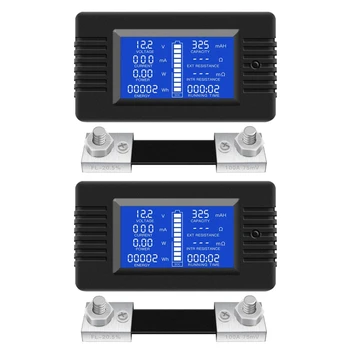 2X Измеритель мощности многофункционального аккумулятора постоянного тока с ЖК-дисплеем (широко применяется для аккумуляторов 12V / 24V/ 48V RV /Car)