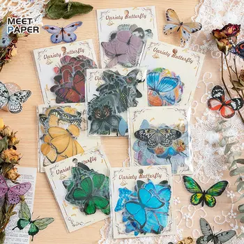 40шт винтажных наклеек с бабочками для украшения Эстетические поделки из ПВХ для скрапбукинга Школьные канцелярские принадлежности Материал Бумага