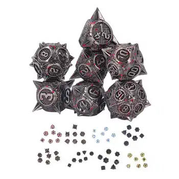 7шт Металлические настольные игровые кости Портативный многогранный набор кубиков для ролевых игр