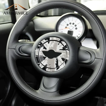 AMBERMILE 3D Центр Рулевого Колеса Автомобиля Наклейки Чехлы Украшения для Mini Cooper Countryman R55 R56 R57 R58 R60 R61 Аксессуары