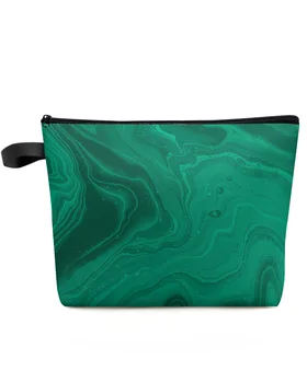 Fluid Art Изумрудно-зеленая Дорожная косметичка большой емкости, Переносная сумка для хранения макияжа, Женский Водонепроницаемый пенал