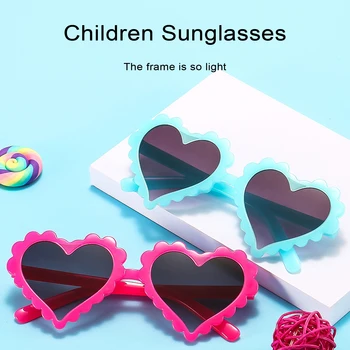 FOCUSNORM 6 цветов Летние Модные Солнцезащитные очки для девочек и мальчиков, однотонные милые наряды в форме сердца, Очки