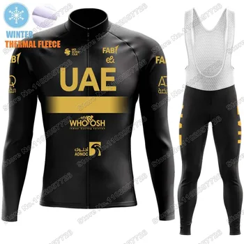 Golden Team ОАЭ, Черный, 2023, Велосипедная майка, Комплект с длинными рукавами, Зимняя одежда, мужская Дорожная велосипедная термокуртка, костюм, Брюки MTB