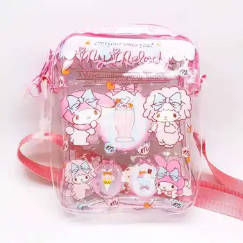 Hello kitty, женская мультяшная прозрачная сумка-мессенджер из ПВХ, сумка для стирки для девочек, 17x22x5 см