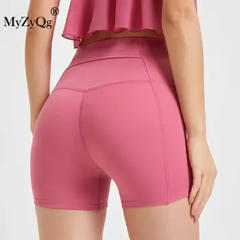 MyZyQg Спортивные шорты для йоги, женский Задний карман, высокая талия, Подтяжка ягодиц, Ощущение облачности, Уличная одежда, Штаны для бега и фитнеса.