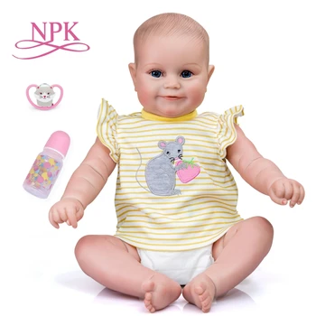 NPK 48 см маленький Размер Reborn Baby Малышка Девочка Мэдди Мягкое Тело Гибкий Рисунок От Руки Волосы 3D Тон Кожи с Венами предварительный размер