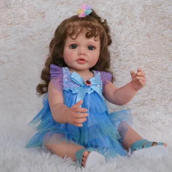 NPK 55 СМ Реалистичная Кукла для Девочки-Реборн во Все тело Бетти, Ручная Роспись с Видимыми Венами, 3D Укорененная Кожа, Длинные Волосы, Художественная Кукла