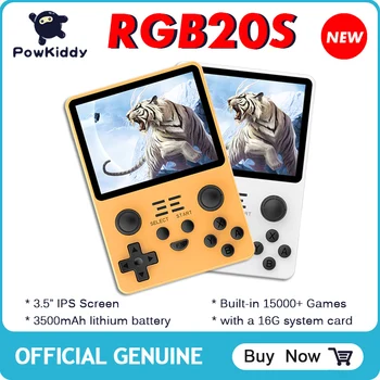 Powkiddy RGB20S Портативная Игровая Консоль Ретро Игровой Плеер Система с Открытым исходным кодом Встроенные 15000 + Игр 3,5 ”IPS Экран Батарея 3500 мАч