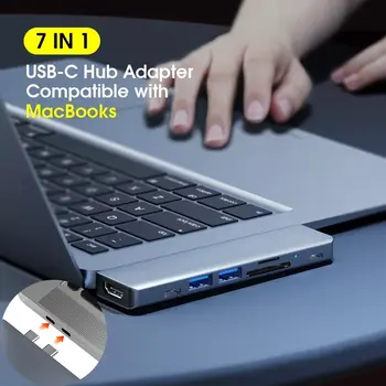 USB 3.0 Type-C Концентратор К HDMI Адаптеру 4K USB C Док-станция с Концентратором 3.0 TF Слот для чтения SD-карт PD для MacBook Pro /Air 2018 - 2020