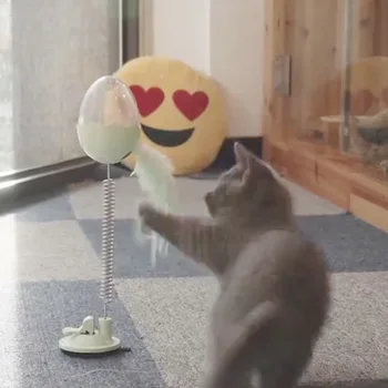 Автоматическая вращающаяся кошачья палочка с присоской, Светоотражающий шарик, колокольчик, электрическая протекающая игрушка