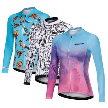 Велосипедная одежда Топы с длинными рукавами Демисезонный женский горный шоссейный велосипед Велосипедная одежда, впитывающая влагу и дышащая