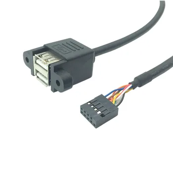 Внутренняя материнская плата 9Pin 9P к Двойному 2-портовому разъему USB 2.0 A Кабель для передачи данных Для монтажа на панели Компьютера Кабель для передачи данных 30 см 50 см