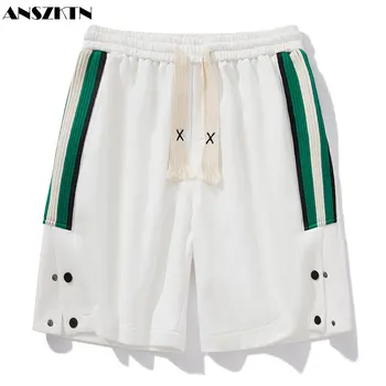 Высококачественные летние спортивные шорты ANSZKTN, мужские тонкие прямые свободные повседневные трендовые брюки с пятиконечной грудью
