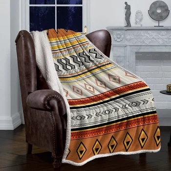 Геометрические полосы в стиле бохо Зимнее теплое Кашемировое одеяло для кровати Шерстяные пледы для офиса Покрывало