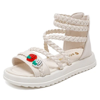 Детская обувь, Сандалии для девочек, Лето 2023, Новые модные туфли принцессы с открытым носком, Римская пляжная обувь для девочек