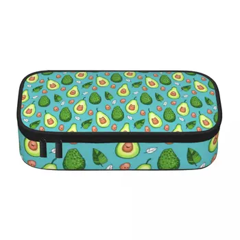 Зеленый фруктовый пенал с милым принтом авокадо, многофункциональный пенал на молнии для колледжа, детские винтажные сумки для ручек