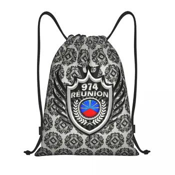 Изготовленный на заказ 974 Герб острова Реюньон, сумки-рюкзаки на шнурках, легкий пляжный рюкзак Margouillat, спортивный рюкзак для занятий йогой, сумки для занятий йогой