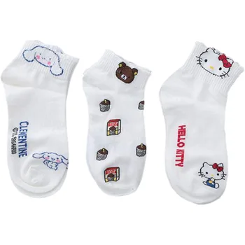 Каваи Санрио Аниме Hello Kitty Cinnamoroll Носки Средней Длины Мягкие Удобные Впитывающие Пот Хлопчатобумажные Носки Подарок На День Рождения