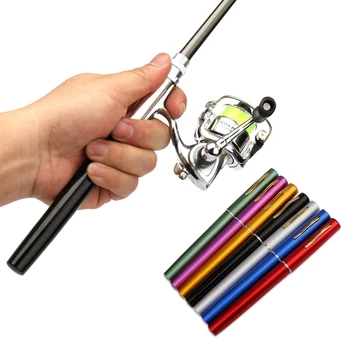 Карманная складная удочка с комбинированной катушкой, мини-ручка, комплект удочек, телескопическая удочка, комбинированный комплект спиннинговых катушек