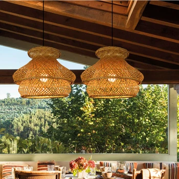 Китайский бамбук ручной работы, люстры для гостиной, столовой, спальни, кабинета, декоративные светодиодные подвесные светильники