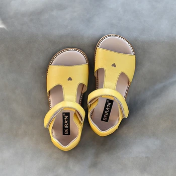 Кожаные сандалии MODX для девочек Cute heart a1 с открытым носком из мягкой воловьей кожи, детская школьная обувь