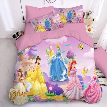 Комплект постельного белья серии Disney Princess, Королева, король, стеганое одеяло, пододеяльник, комплект домашнего текстиля для спальни для детей, подарок для мальчиков