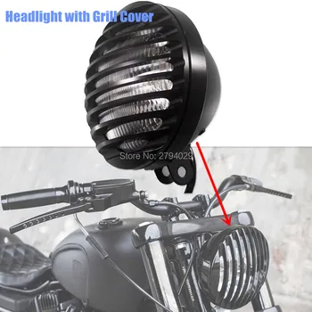 Комплект фар мотоцикла H4 с алюминиевой решеткой радиатора для Harley 2004-2014 Sportster XL 883 1200 Chopper Bobber