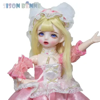 Кукла SISON BENNE 1/6 BJD 12-дюймовая кукла-девочка с туфлями и повязкой на голове, Полный комплект, макияж Завершен
