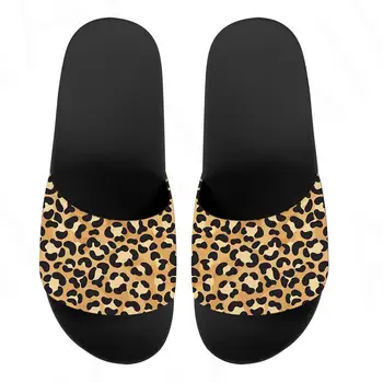 Летние женские тапочки, домашняя обувь с индивидуальным рисунком, тапочки с леопардовым принтом, вьетнамки для ванной, пляжные тапочки, нескользящие сандалии
