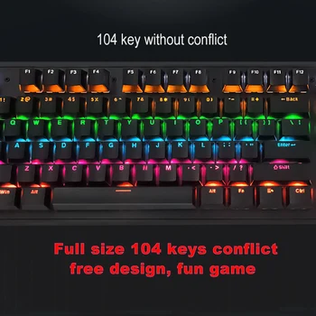 Механическая клавиатура с 104 клавишами, проводная игровая клавиатура с подсветкой USB RGB, периферийные устройства для киберспорта, клавиатура для настольных портативных ПК