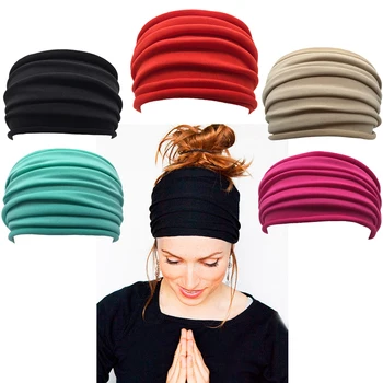Модные широкие эластичные повязки на голову Спортивная повязка для занятий йогой в тренажерном зале, повязка для волос, головные ремни для женщин, эластичная повязка на голову, банданы