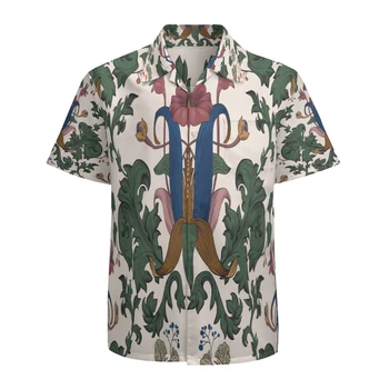 Мужская гавайская рубашка, повседневные пляжные рубашки на пуговицах с цветочным принтом, с карманом, быстросохнущие, дышащие