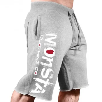 Мужские летние свободные хлопчатобумажные повседневные шорты с принтом для фитнеса и тренировок ym Clotin Join Sweatsorts до колен большого размера Sort omme