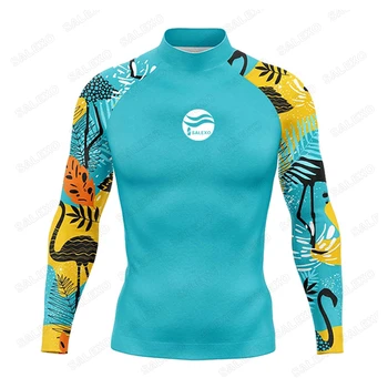 Мужской быстросохнущий купальный костюм с длинным рукавом, нейлоновый, с защитой от ультрафиолета, для подводного плавания, дышащий гидрокостюм для серфинга, водолазный костюм для водных видов спорта