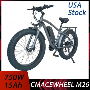 (На складе в США) Электрический велосипед CMACEWHEEL M26 с Толстыми Шинами 26*4 дюйма Мощностью 750 Вт и аккумулятором 48 В 15Ач, Дальность действия 110 км, Максимальная скорость 45 км/ч