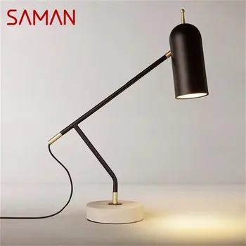 Настольная лампа SAMAN Nordic, современная винтажная настольная лампа, Светодиодная мода для домашнего декора, Кабинет, спальня, Прикроватная тумбочка, Гостиная