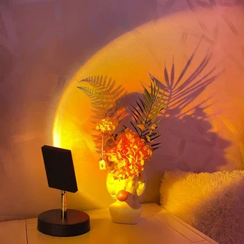 Настольная лампа Sunset, проектор, освещение настроения, Гостиная, спальня, ночник, декор, бар, атмосфера заката, фон для фотосъемки, аура