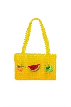 НОВАЯ сумка с жемчугом, коробка для вышивания бисером, женская сумка для вечеринок, 2019 летняя винтажная роскошная брендовая Желтая фруктовая оптовая продажа
