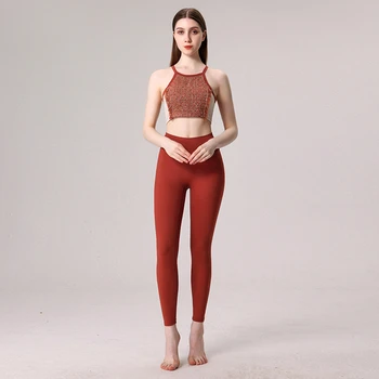 Новый дизайн женской одежды для йоги из двух частей, быстросохнущей спортивной одежды для бега, Дышащего фитнес-комплекта