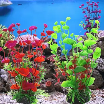 Пластиковый искусственный ландшафтный дизайн аквариума, украшение водной травой.