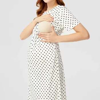 Платье для беременных с принтом в горошек, круглый вырез, короткий рукав, платье для кормления грудью, платье для беременных с запахом для кормления грудью, Vestidos New